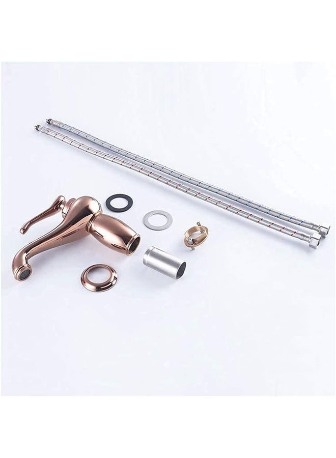 YD Luxury Antique Style Bathroom Basin Mixer Tap with Single Lever Handle, Solid Brass Construction, Vintage Curved Spout Faucet for Sink, Durable Rust Resistant Water Saving Design for Modern Homes - Image 3